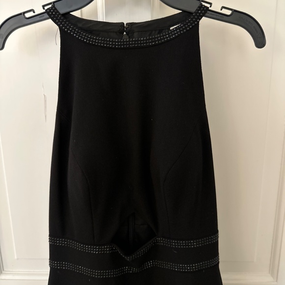 Aidan, Aidan Mattox full length, with short train black dress with side pockets - Picture 6 of 6